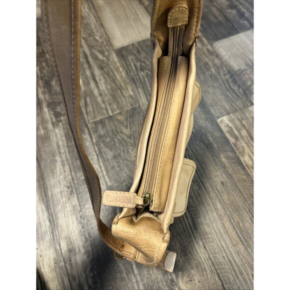 Fossil Vintage Leather Messenger Bag Pebbled Light Brown Shoulder Thick - Picture 6 of 10